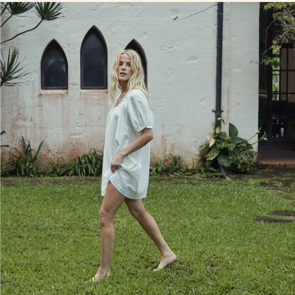 ✨💋SOLD💋✨👗💐DÔEN ‘Nettie’ Organic Cotton Short Nightgown Glass Slipper S✨ - Picture 6 of 17